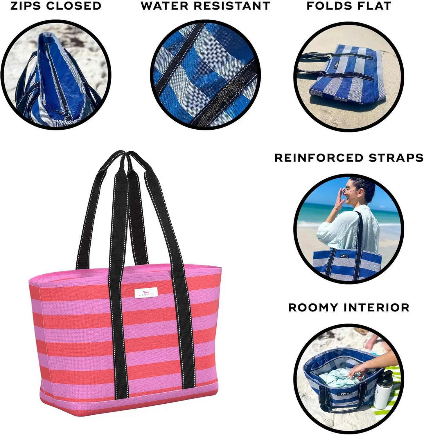 SCOUT Joyride - Large Sandproof Beach Bag For Women - Durable Mesh Woven Beach Tote, Pool Bag - Fabric Lets Sand Escape