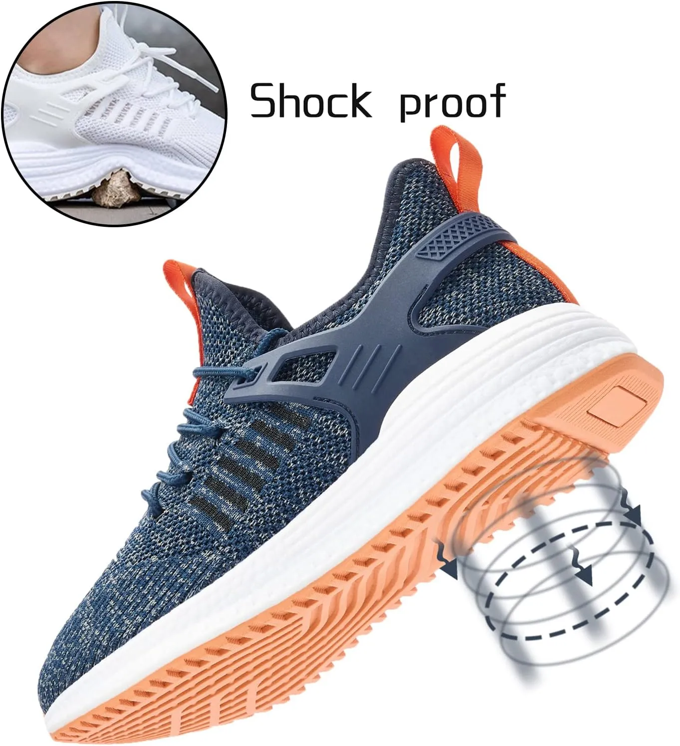 SDolphin Men's Running Shoes Sneakers - Tennis Workout Walking Gym Athletic Rubber Sole Breathable Comfortable Non Slip Fashion Shoes