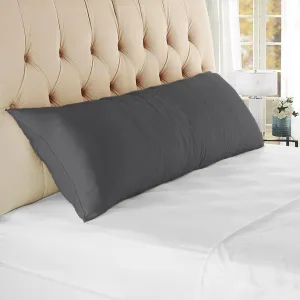 SGI Body Pillow Cover, 100% Smooth Egyptian Cotton 600 TC, Luxurious, Breathable, Cooling Body Pillow Cover, Solid Dark Grey, 21x56, Pack of 1 Envelope Style