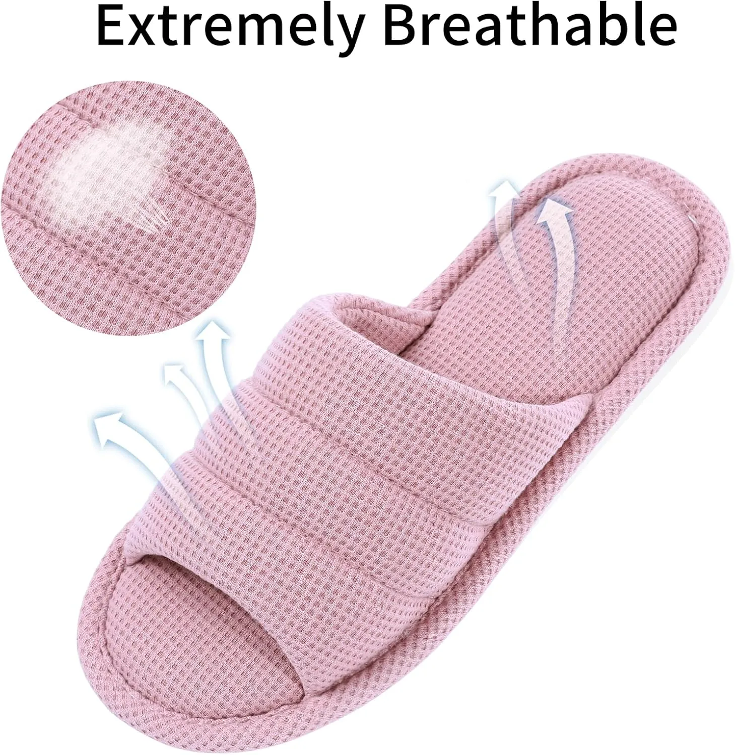 shevalues Summer House Slippers for Women Men Breathable Waffle Indoor Slippers Slip-on Open Toe Home Shoes