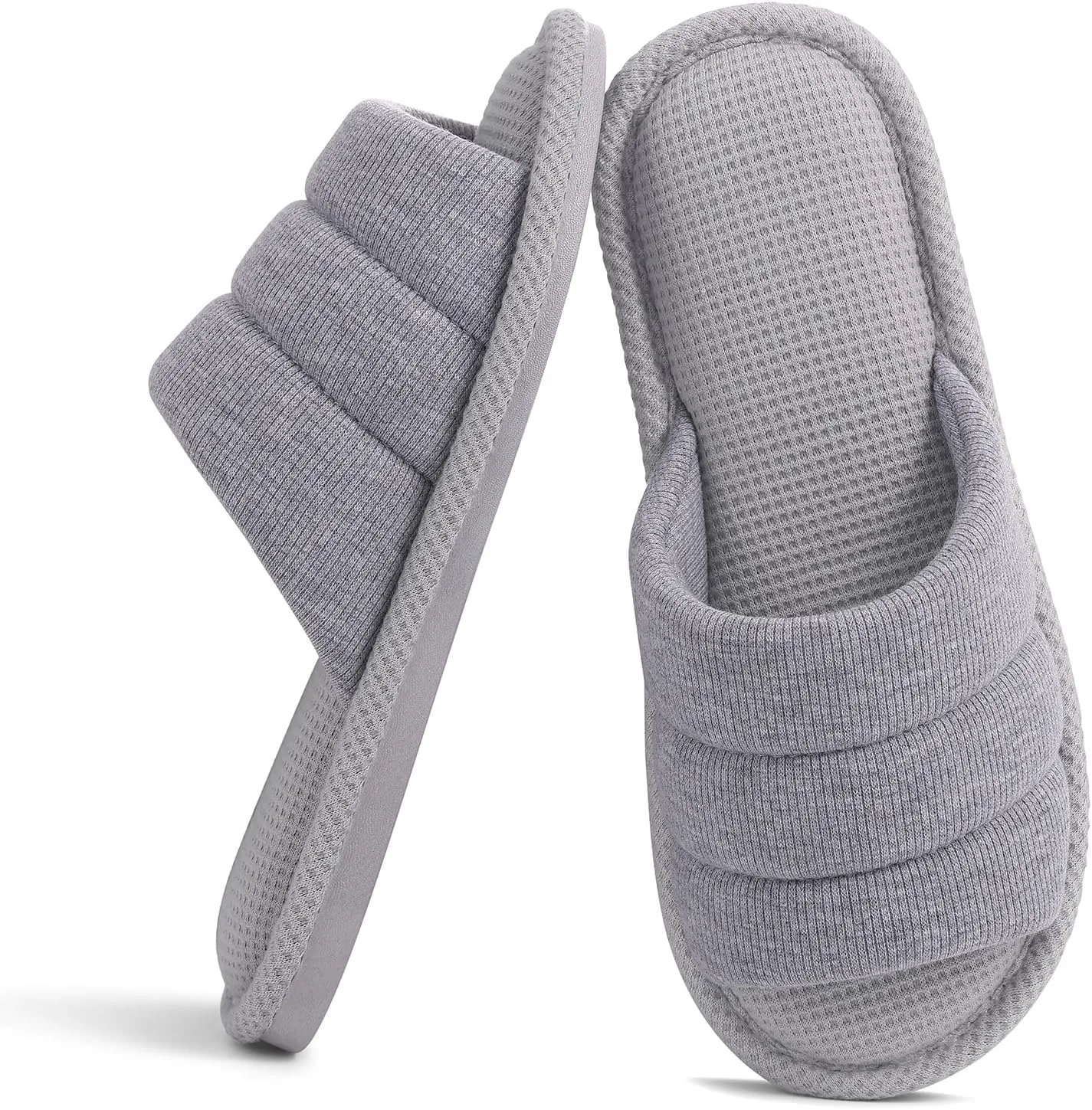 shevalues Summer House Slippers for Women Men Breathable Waffle Indoor Slippers Slip-on Open Toe Home Shoes