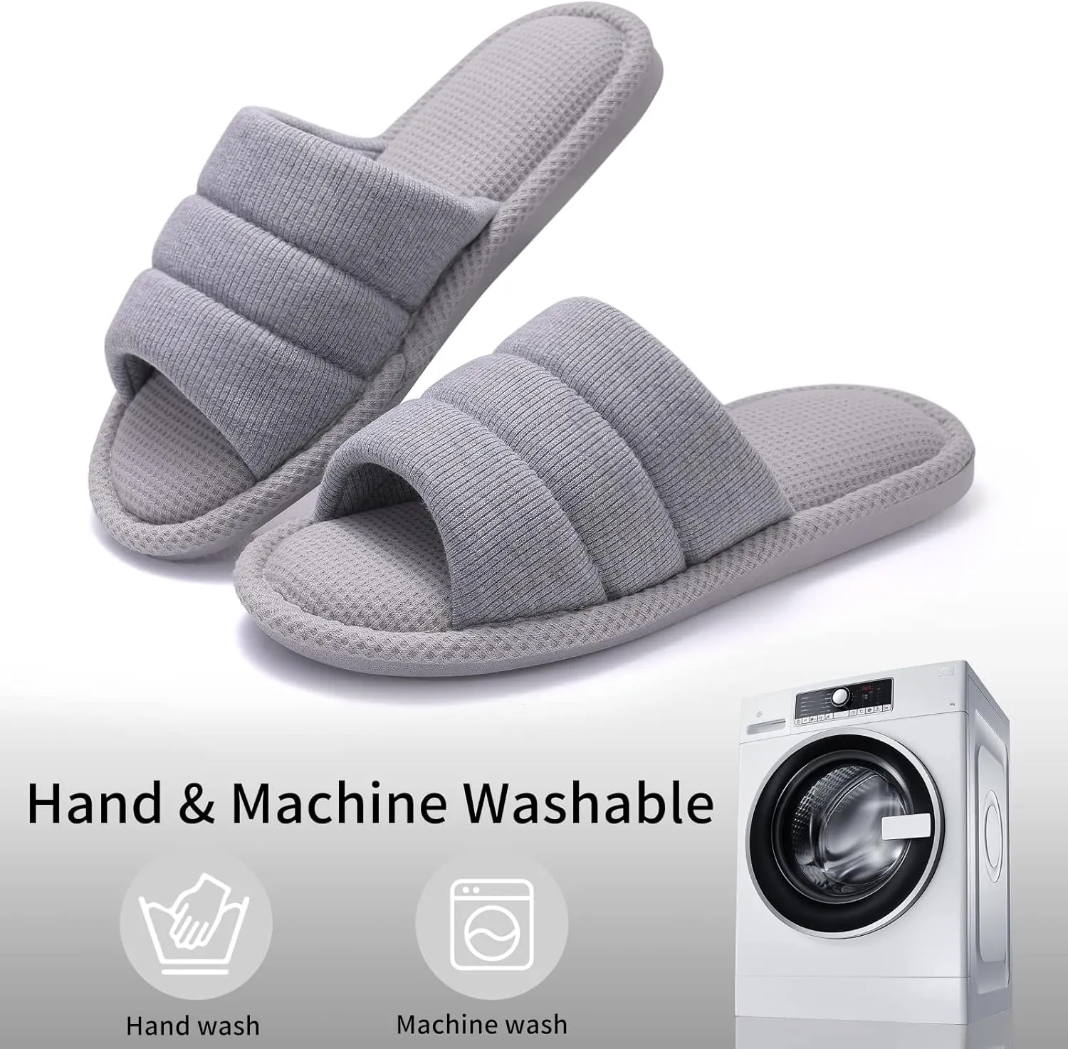 shevalues Summer House Slippers for Women Men Breathable Waffle Indoor Slippers Slip-on Open Toe Home Shoes
