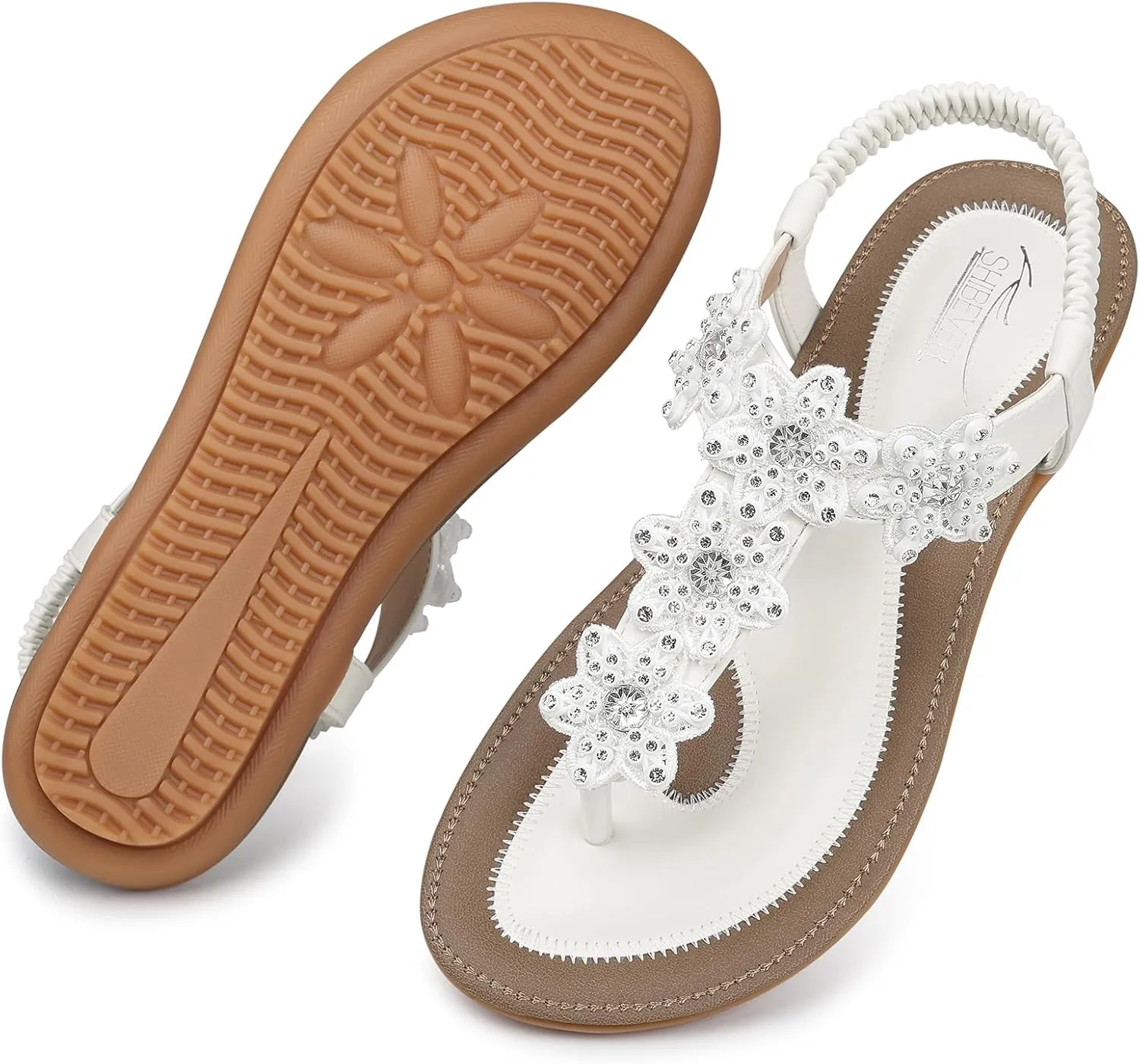 SHIBEVER Dressy Flat Sandals for Women: Summer Comfortable Walking Womens Sandal