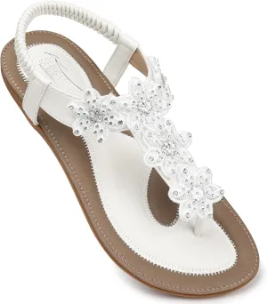 SHIBEVER Dressy Flat Sandals for Women: Summer Comfortable Walking Womens Sandal