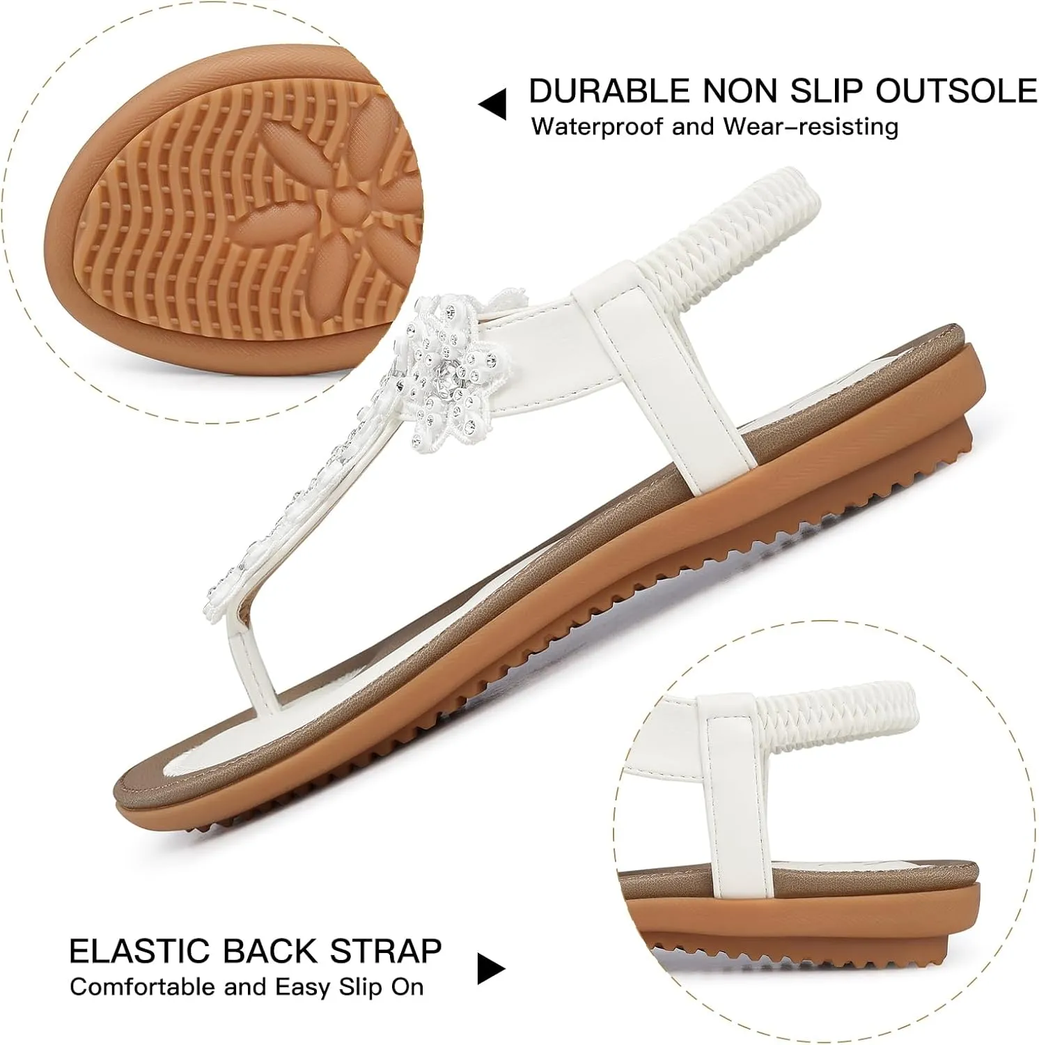 SHIBEVER Dressy Flat Sandals for Women: Summer Comfortable Walking Womens Sandal