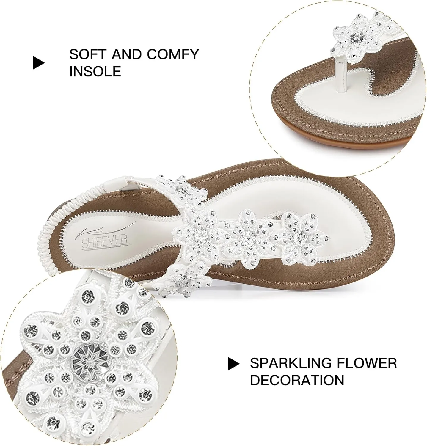 SHIBEVER Dressy Flat Sandals for Women: Summer Comfortable Walking Womens Sandal