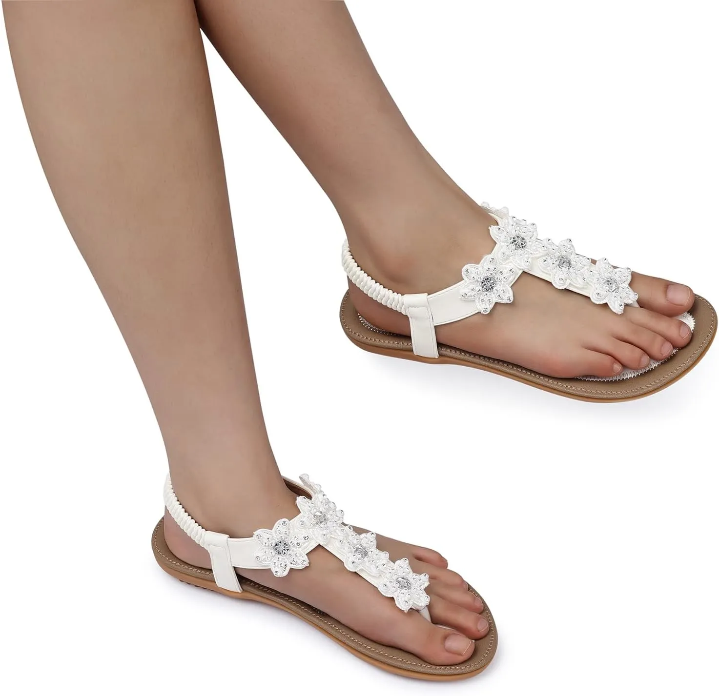 SHIBEVER Dressy Flat Sandals for Women: Summer Comfortable Walking Womens Sandal