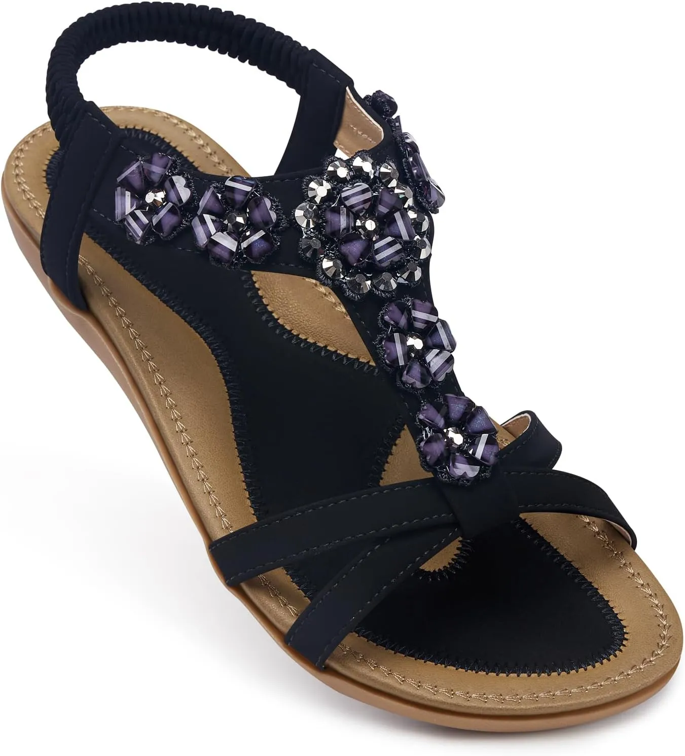 SHIBEVER Flat Sandals for Women Dressy: Summer Comfortable Ankle Strap Womens Sandal