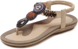 SHIBEVER Flat Sandals for Women Dressy: Summer Comfortable Dress Thong Flats Sandal