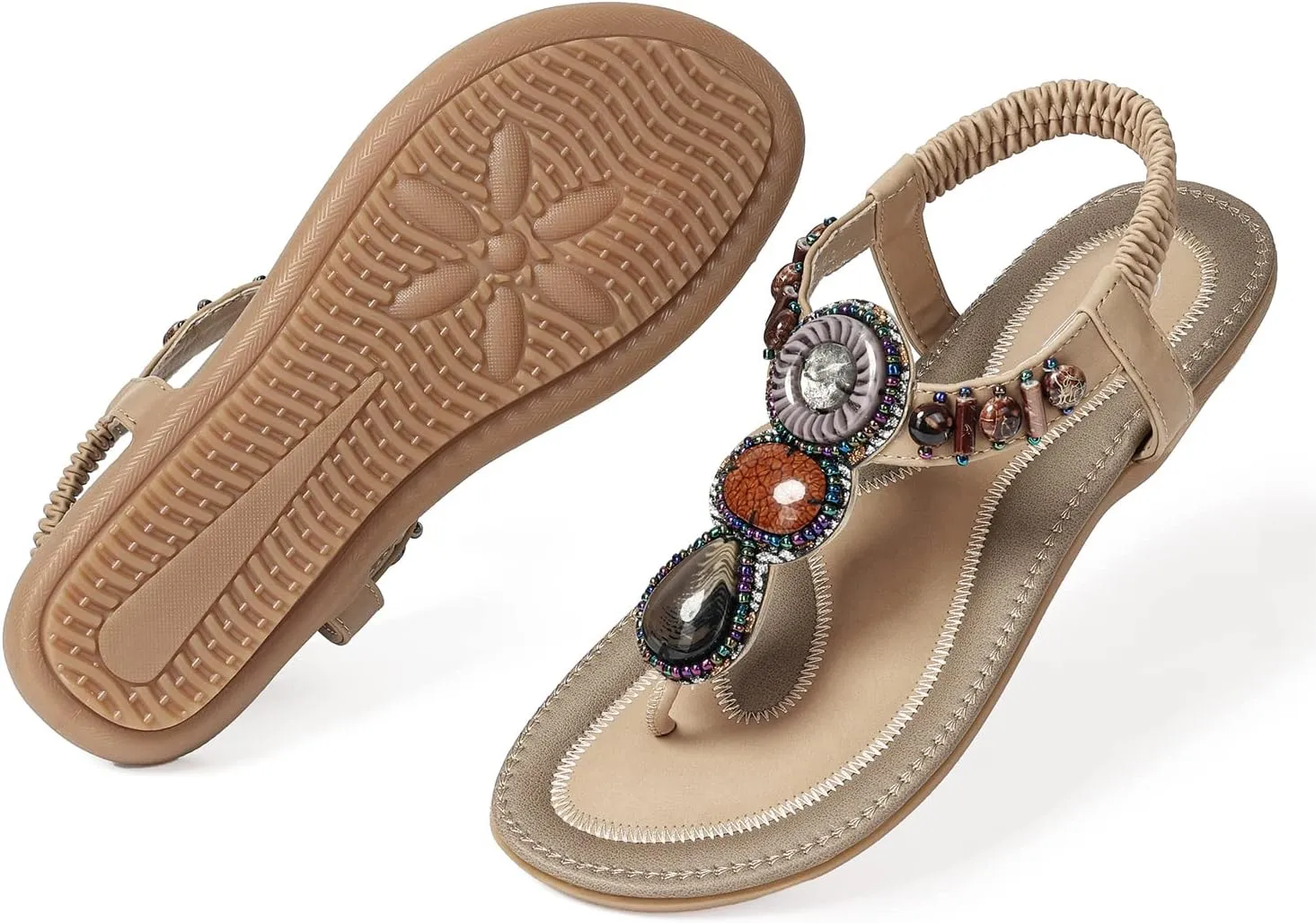 SHIBEVER Flat Sandals for Women Dressy: Summer Comfortable Dress Thong Flats Sandal