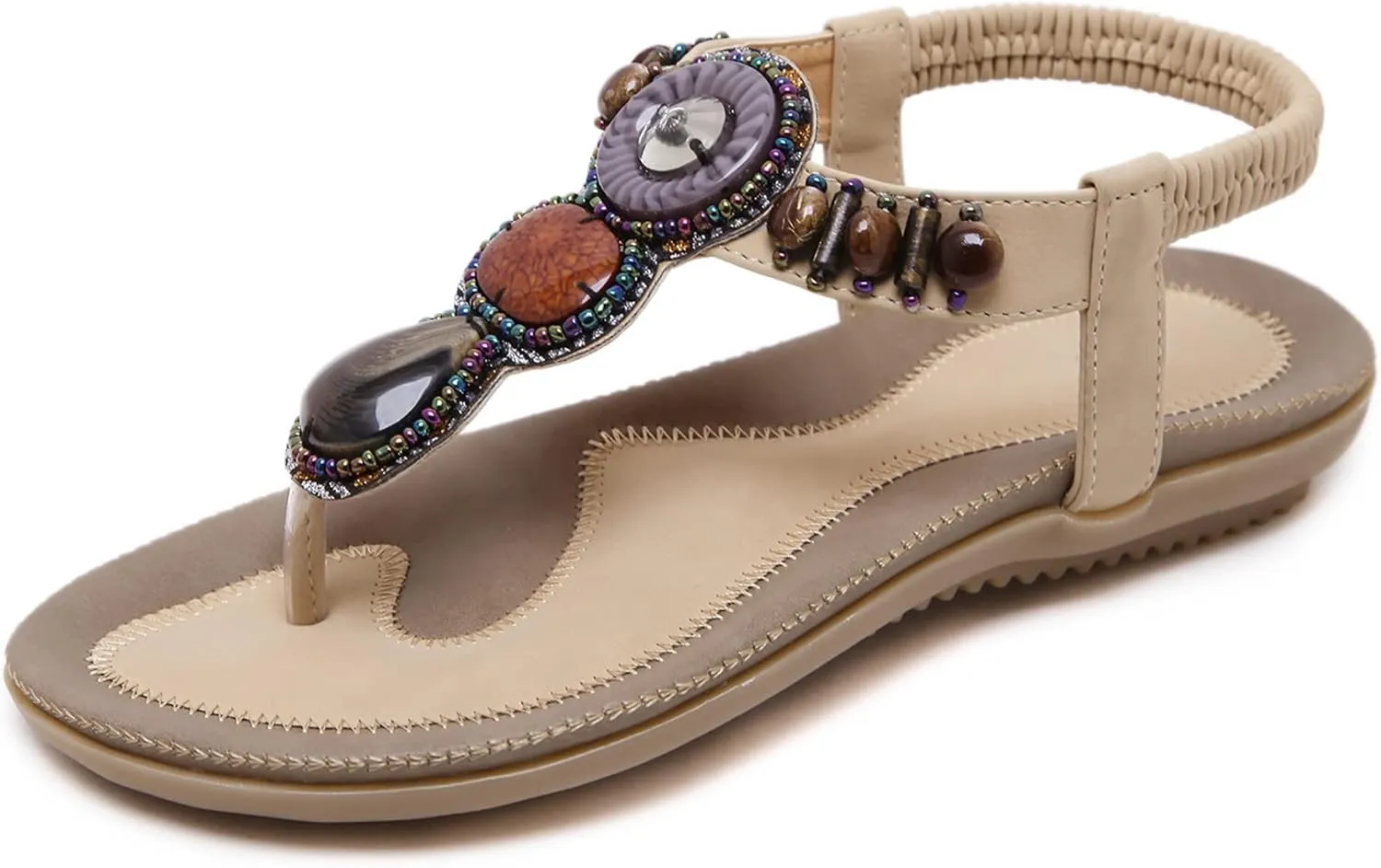 SHIBEVER Flat Sandals for Women Dressy: Summer Comfortable Dress Thong Flats Sandal