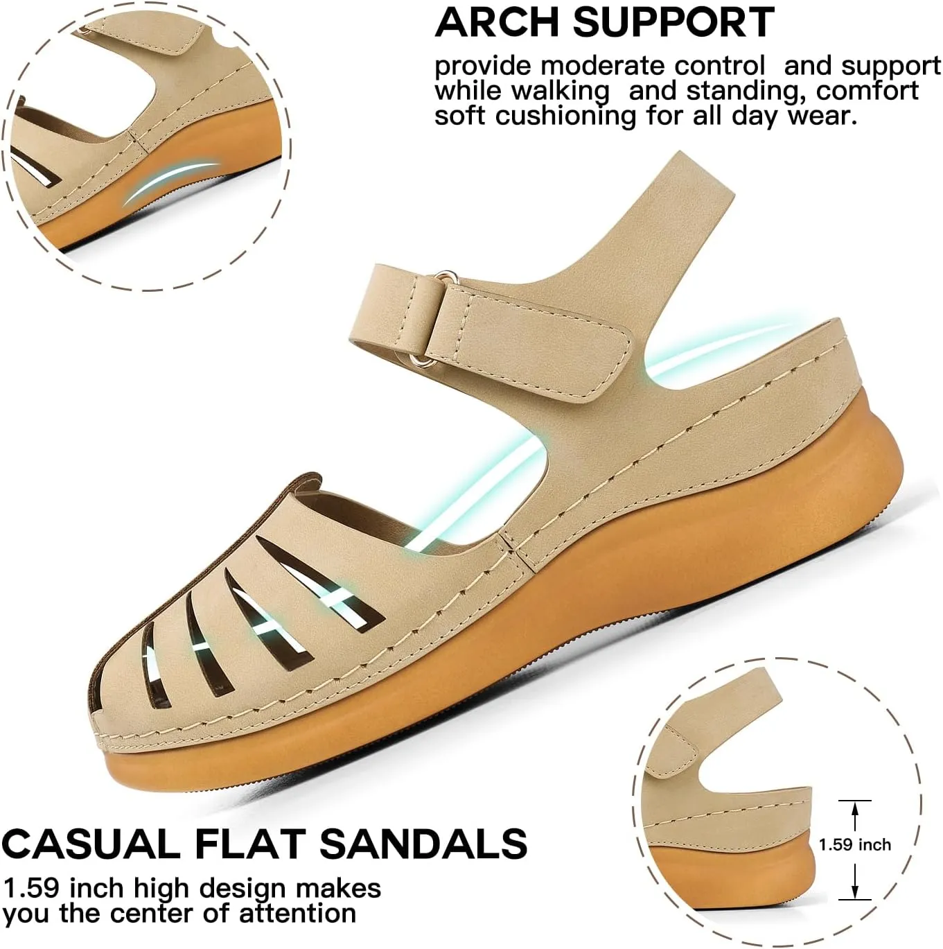 SHIBEVER Women Comfortable Flat Sandals: Dressy Summer Sandal - Closed Toe Fisherman Sandals
