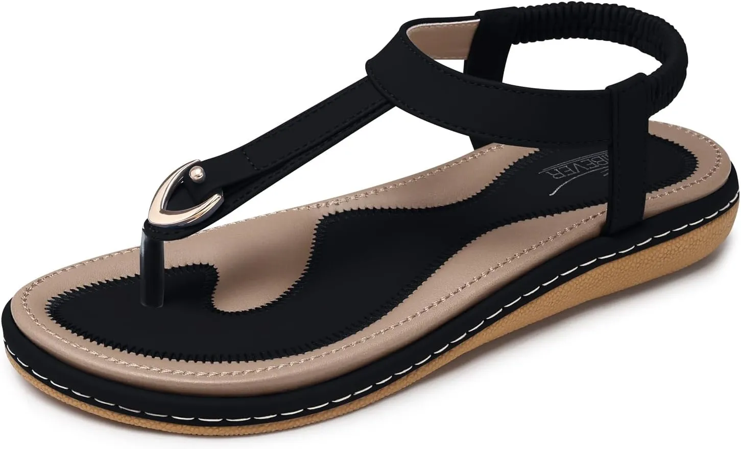 SHIBEVER Womens Sandals Summer Flat: Dressy Casual T-Strap Flip Flop Thong Flats Sandals - Comfortable Walking