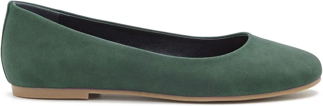 SHODENSE Women Round Closed Toe Flats Slip On Suede Ballet Flats Wide Comfort Flat Heel Basic Shoes Office Daily 4-11 M US