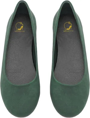 SHODENSE Women Round Closed Toe Flats Slip On Suede Ballet Flats Wide Comfort Flat Heel Basic Shoes Office Daily 4-11 M US