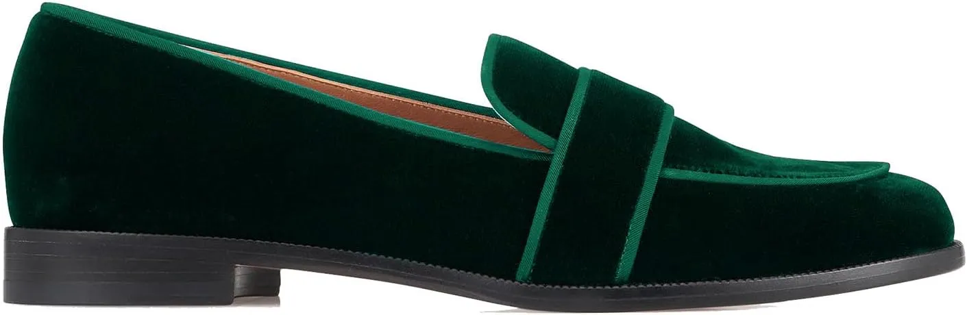 SHODENSE Women Round Toe Loafers Flats Velvet Slip On Dress Shoes Comfortable Casual 1 inch Flat Heel Penny Loafers Suede Office Ladies Work Walking Flat Shoes Drive Elegant 4-11 M US