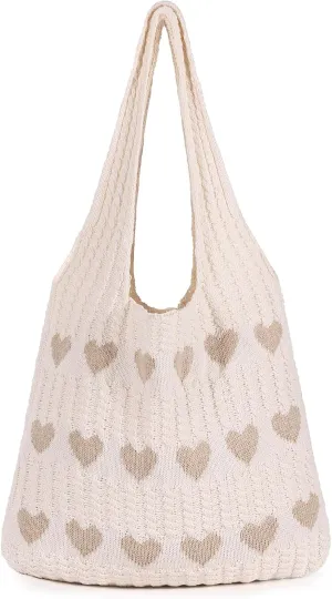 Sightor Crochet Tote Bag, Mesh Beach Bag Knit Summer Hobo Bag Vacation Boho Tote Bag for Women