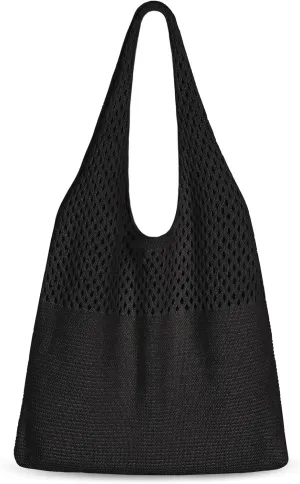 Sightor Crochet Tote Bag, Mesh Beach Bag Knit Summer Hobo Bag Vacation Boho Tote Bag for Women