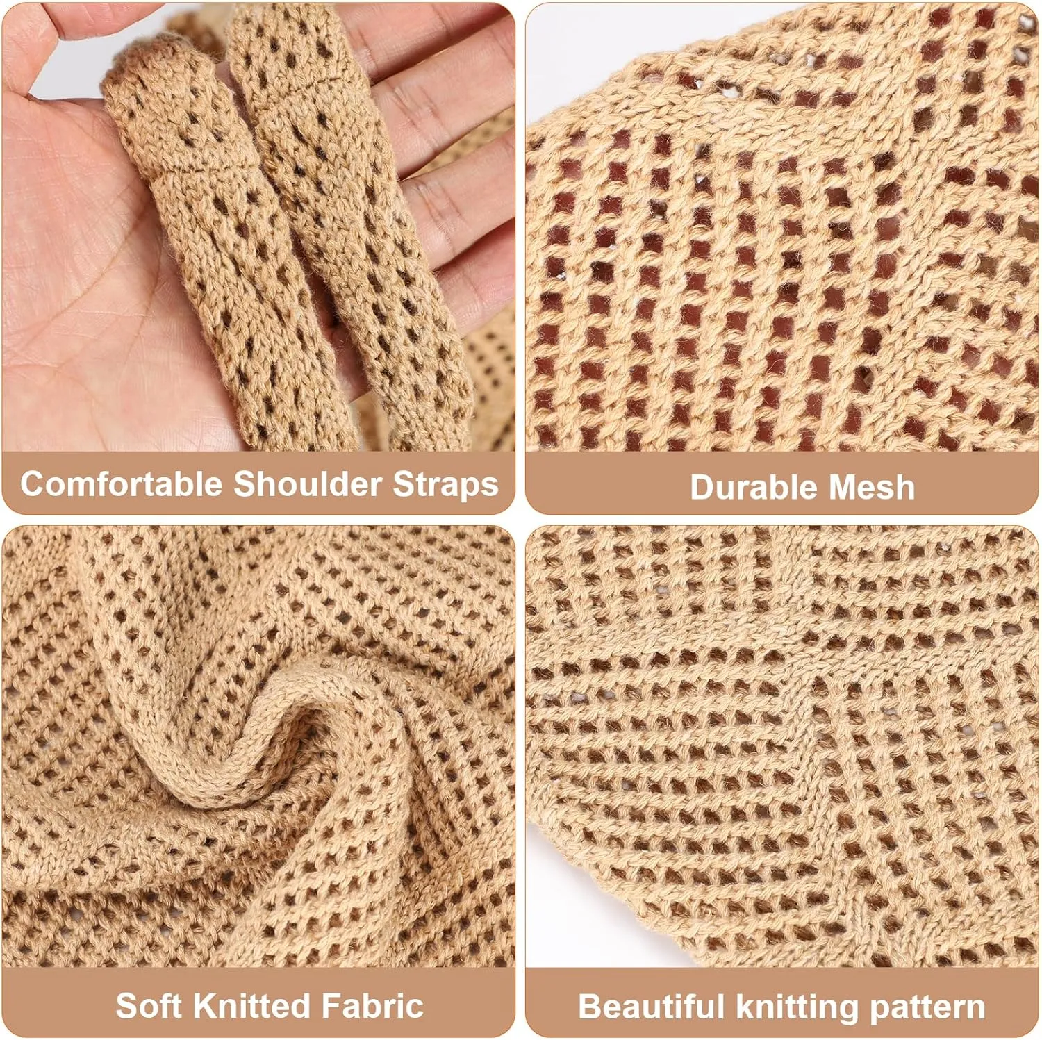 Sightor Crochet Tote Bag, Mesh Beach Bag Knit Summer Hobo Bag Vacation Boho Tote Bag for Women