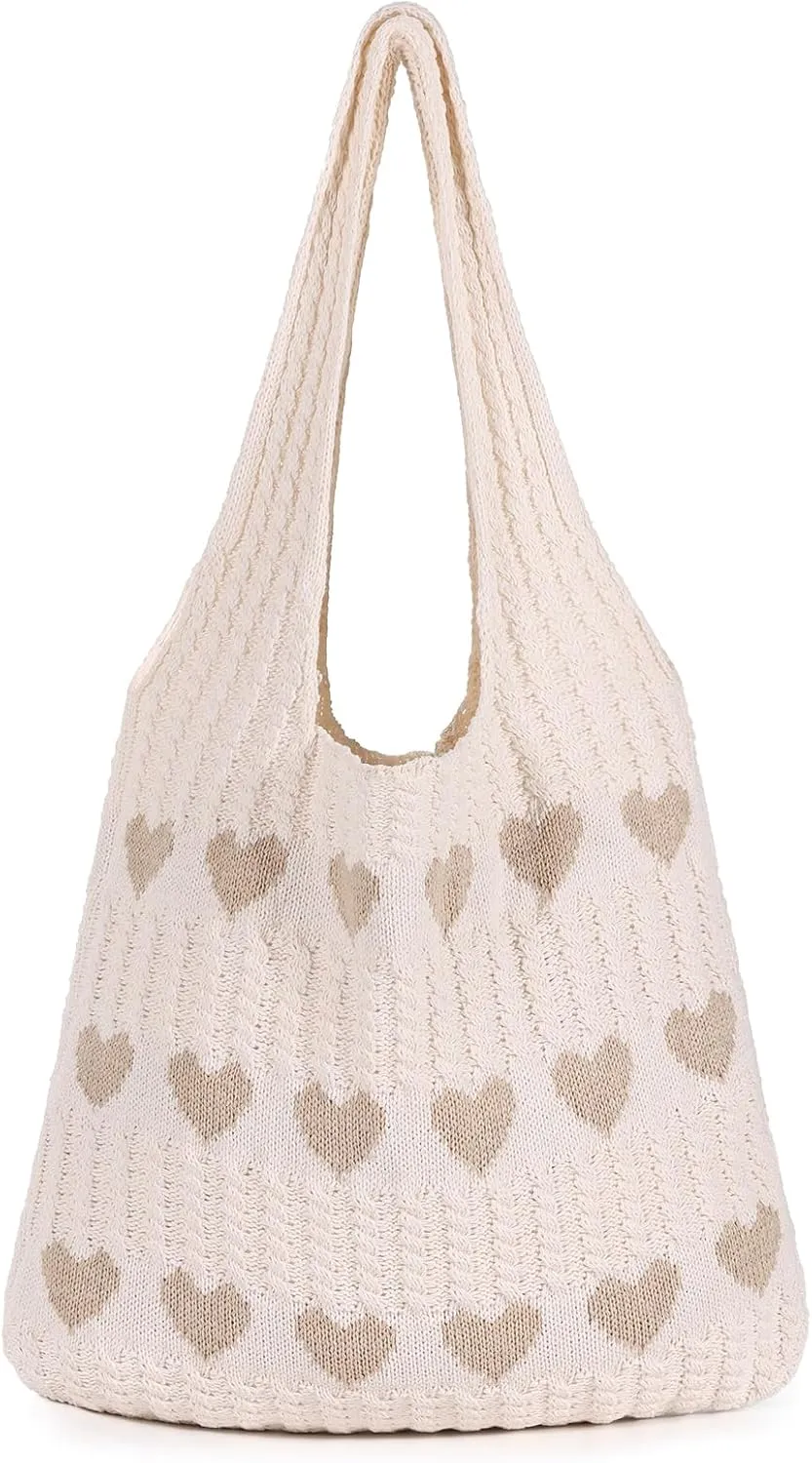 Sightor Crochet Tote Bag, Mesh Beach Bag Knit Summer Hobo Bag Vacation Boho Tote Bag for Women