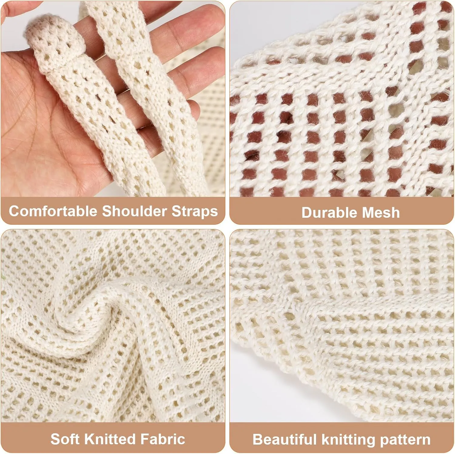Sightor Crochet Tote Bag, Mesh Beach Bag Knit Summer Hobo Bag Vacation Boho Tote Bag for Women