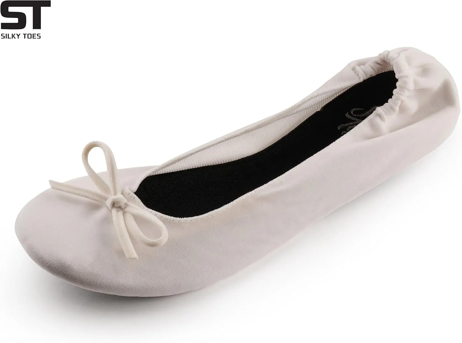 Silky Toes Women’s Velvet Foldable Ballet Flats Slip On Travel Purse Shoes with Carrying Pouch