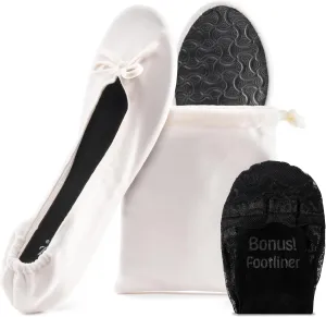 Silky Toes Women’s Velvet Foldable Ballet Flats Slip On Travel Purse Shoes with Carrying Pouch