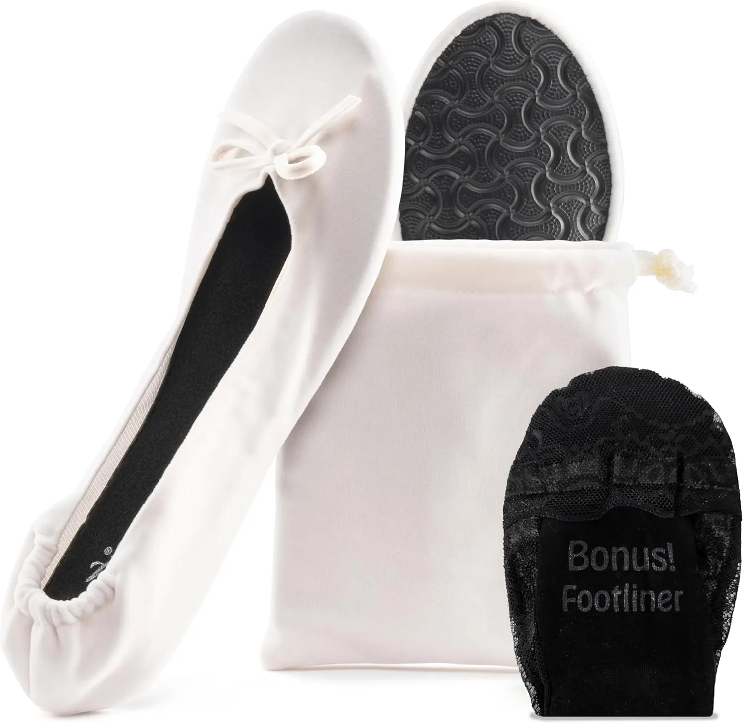 Silky Toes Women’s Velvet Foldable Ballet Flats Slip On Travel Purse Shoes with Carrying Pouch