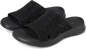 SKECHERS Women's Arch Fit Knit Slide W/Gradient Rhinestnes Flip-Flop