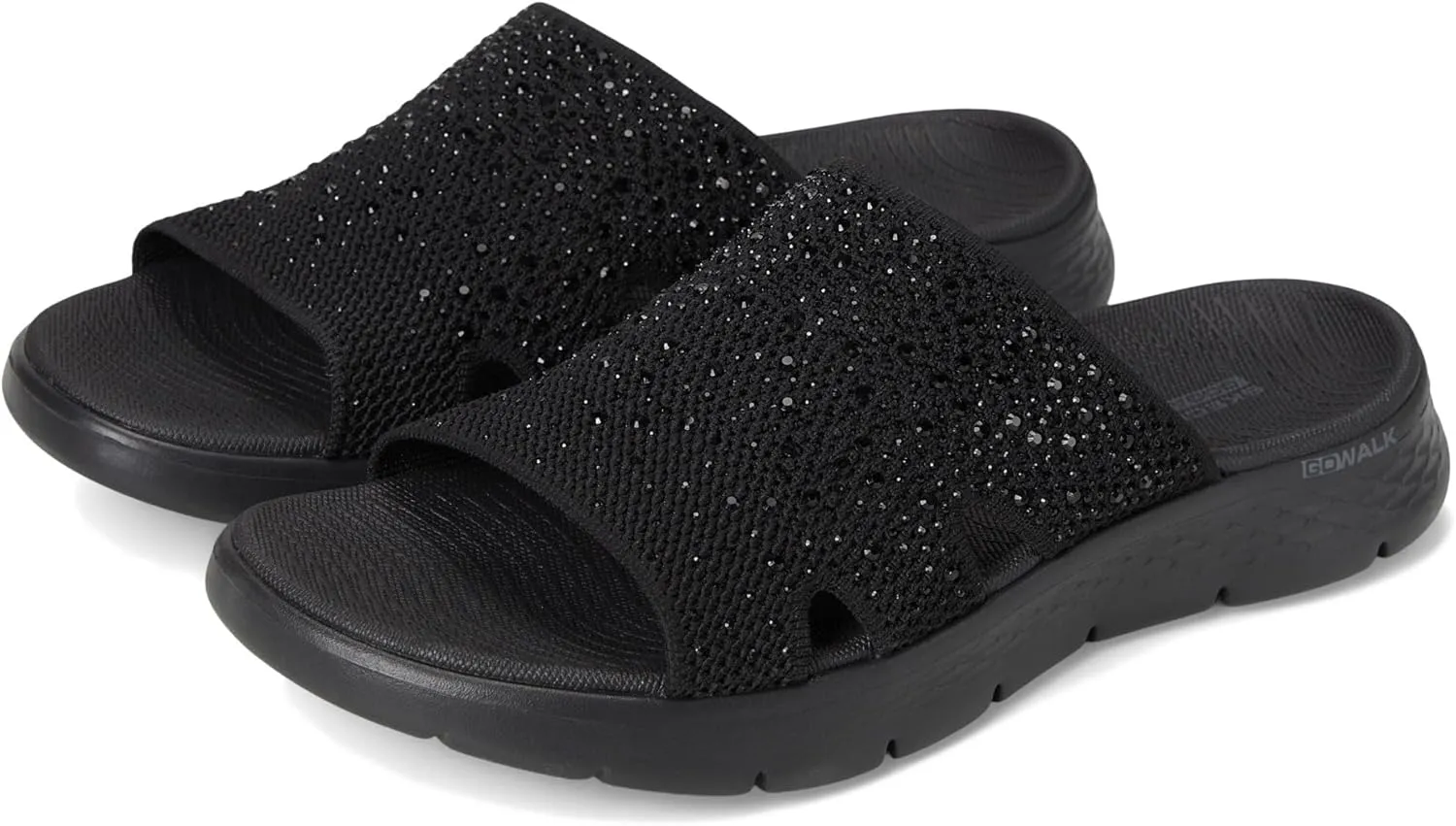 SKECHERS Women's Arch Fit Knit Slide W/Gradient Rhinestnes Flip-Flop