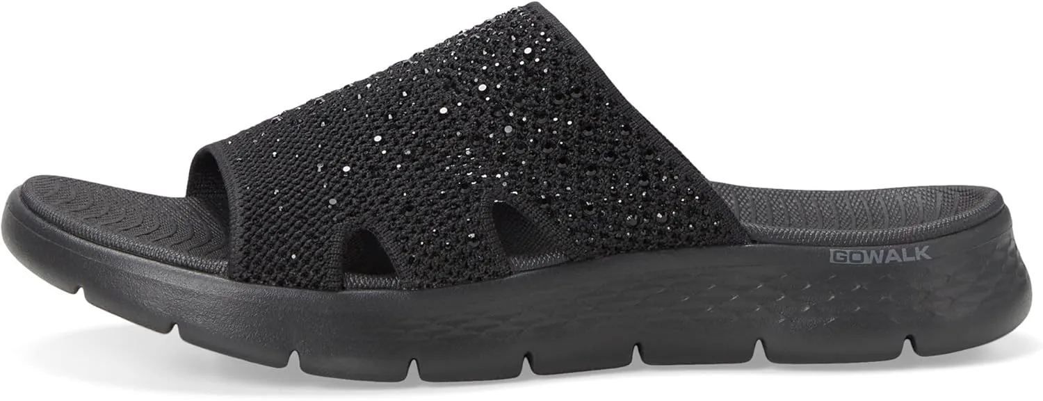 SKECHERS Women's Arch Fit Knit Slide W/Gradient Rhinestnes Flip-Flop