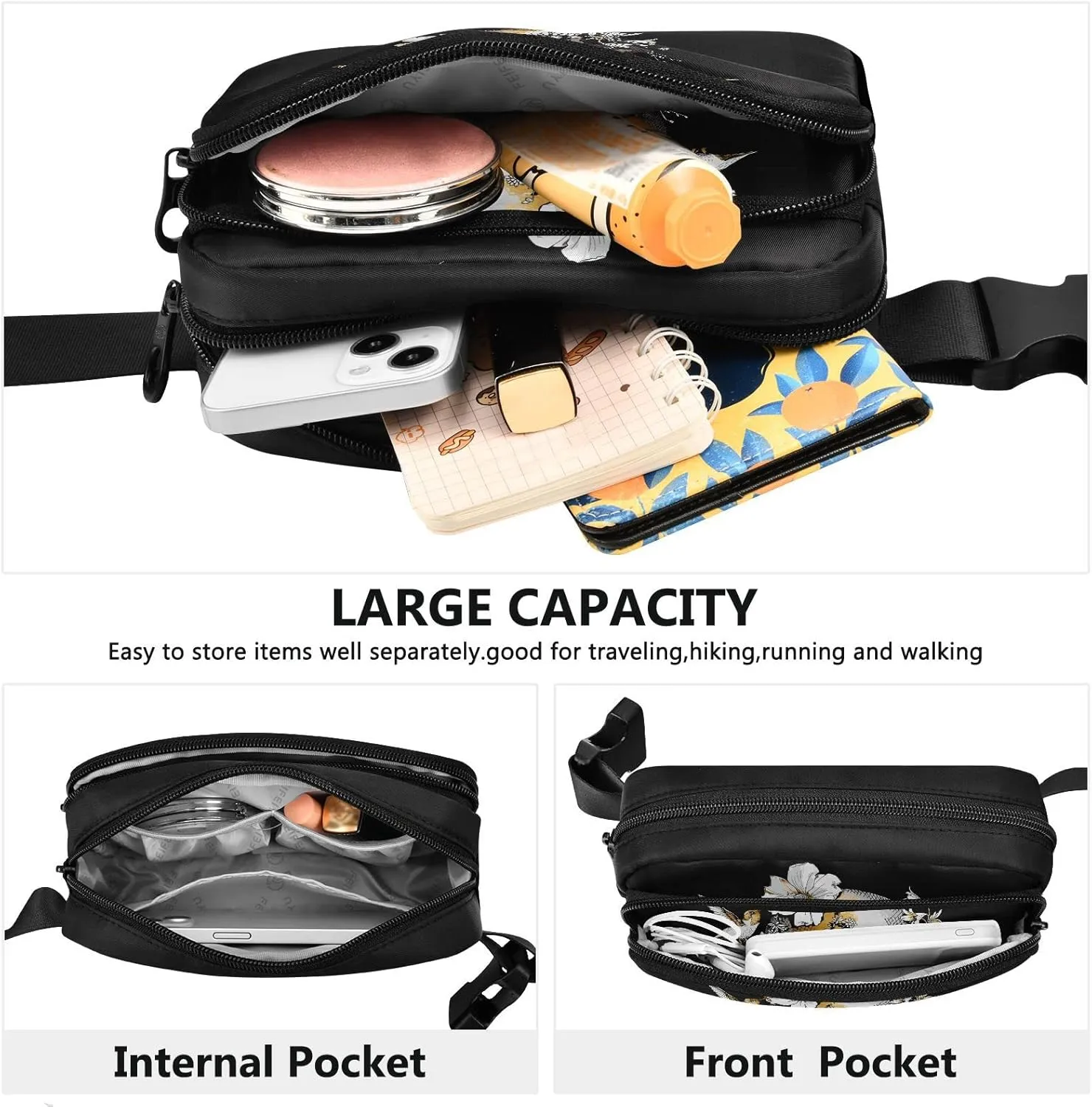 Skull Belt Bag for Women Fanny Pack Lightweight Waist Bags Waterproof for Travel Walking Running Hiking Cycling