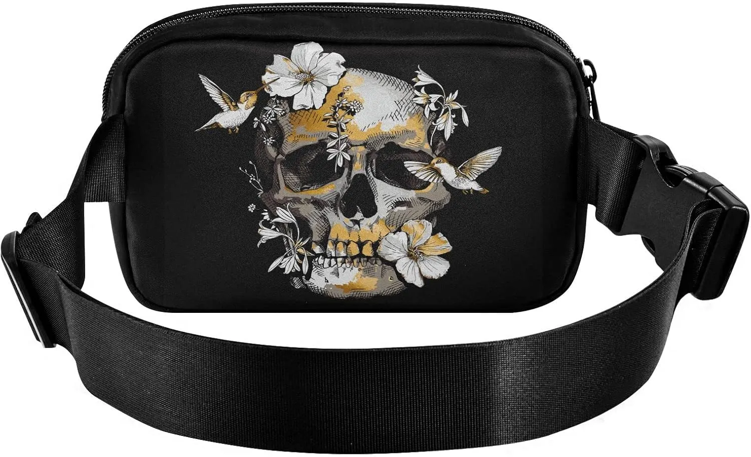 Skull Belt Bag for Women Fanny Pack Lightweight Waist Bags Waterproof for Travel Walking Running Hiking Cycling