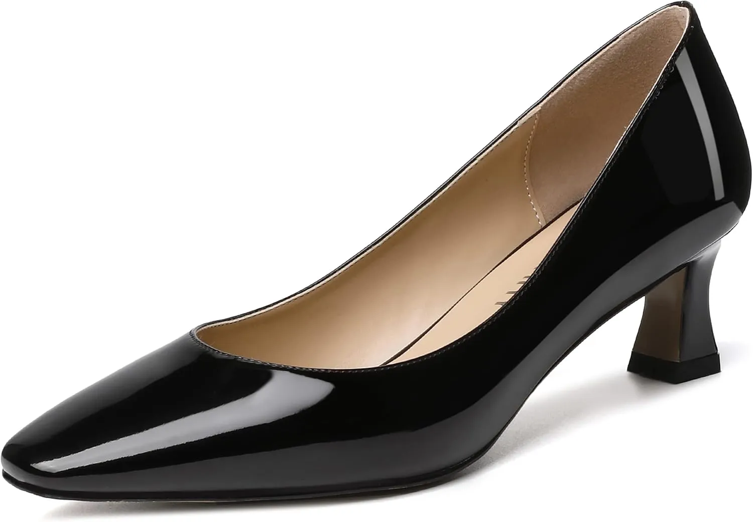 SKYSTERRY Women's Square Toe Casual Office Slip On Patent Spool Low Heel Pumps Shoes 2 Inch