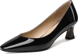 SKYSTERRY Women's Square Toe Casual Office Slip On Patent Spool Low Heel Pumps Shoes 2 Inch