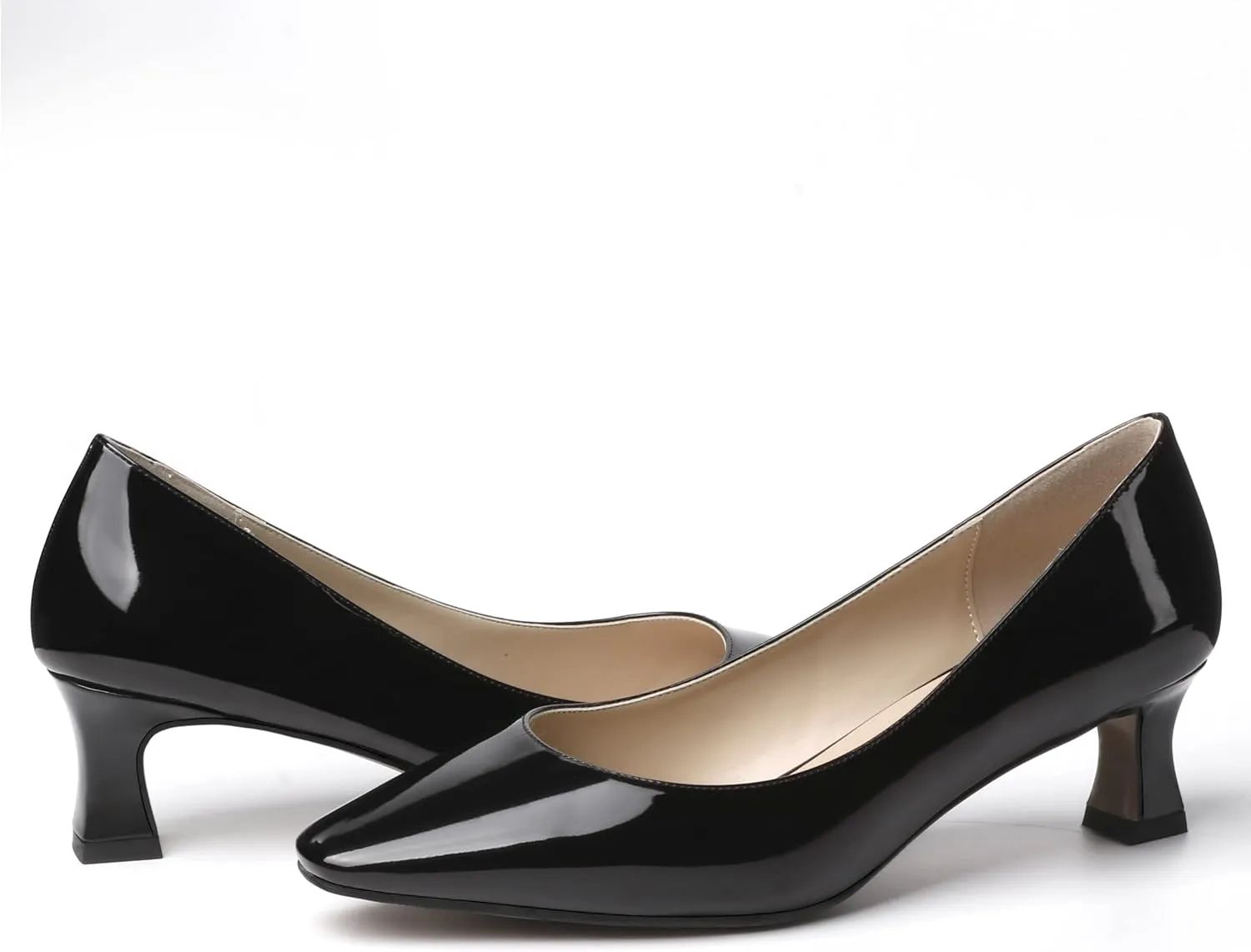 SKYSTERRY Women's Square Toe Casual Office Slip On Patent Spool Low Heel Pumps Shoes 2 Inch