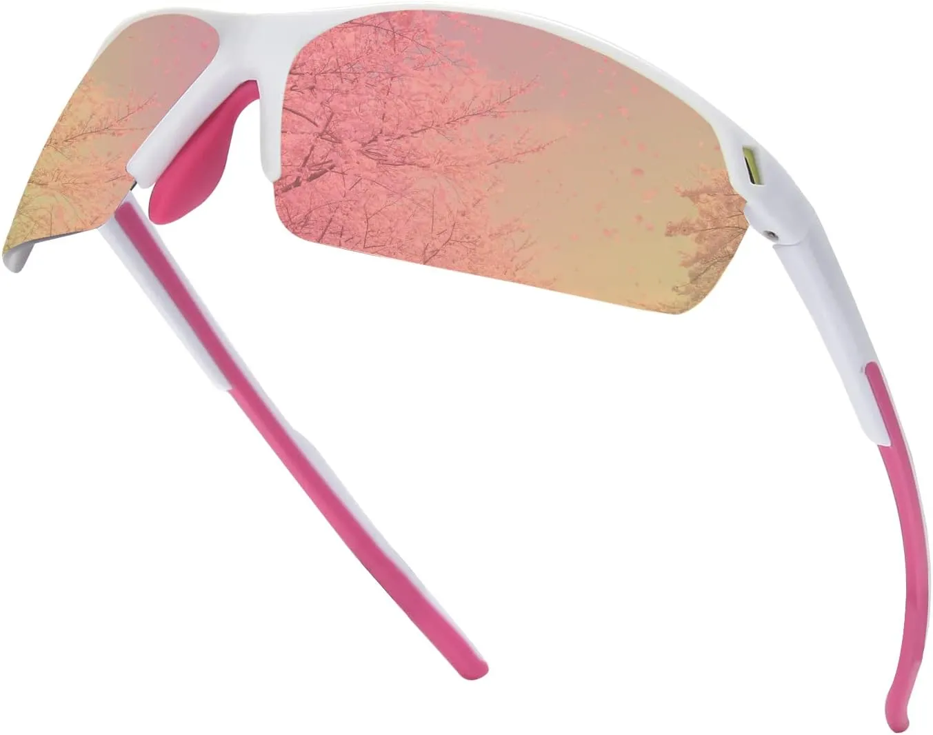 SKYWAY Polarized Sunglasses for Men Women, Wrap Around Sports Sun Glasses Lightweight TR90 Frame UV400 Protection (Pink)