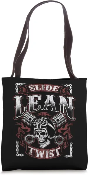 Slide Lean Twist Skull Biker Motorcycle Men Tote Bag