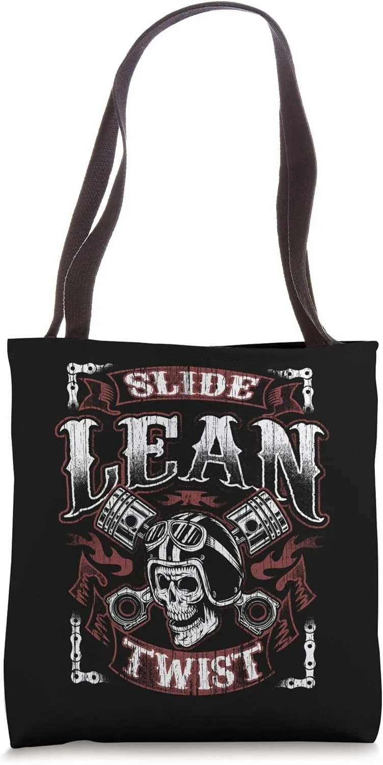 Slide Lean Twist Skull Biker Motorcycle Men Tote Bag