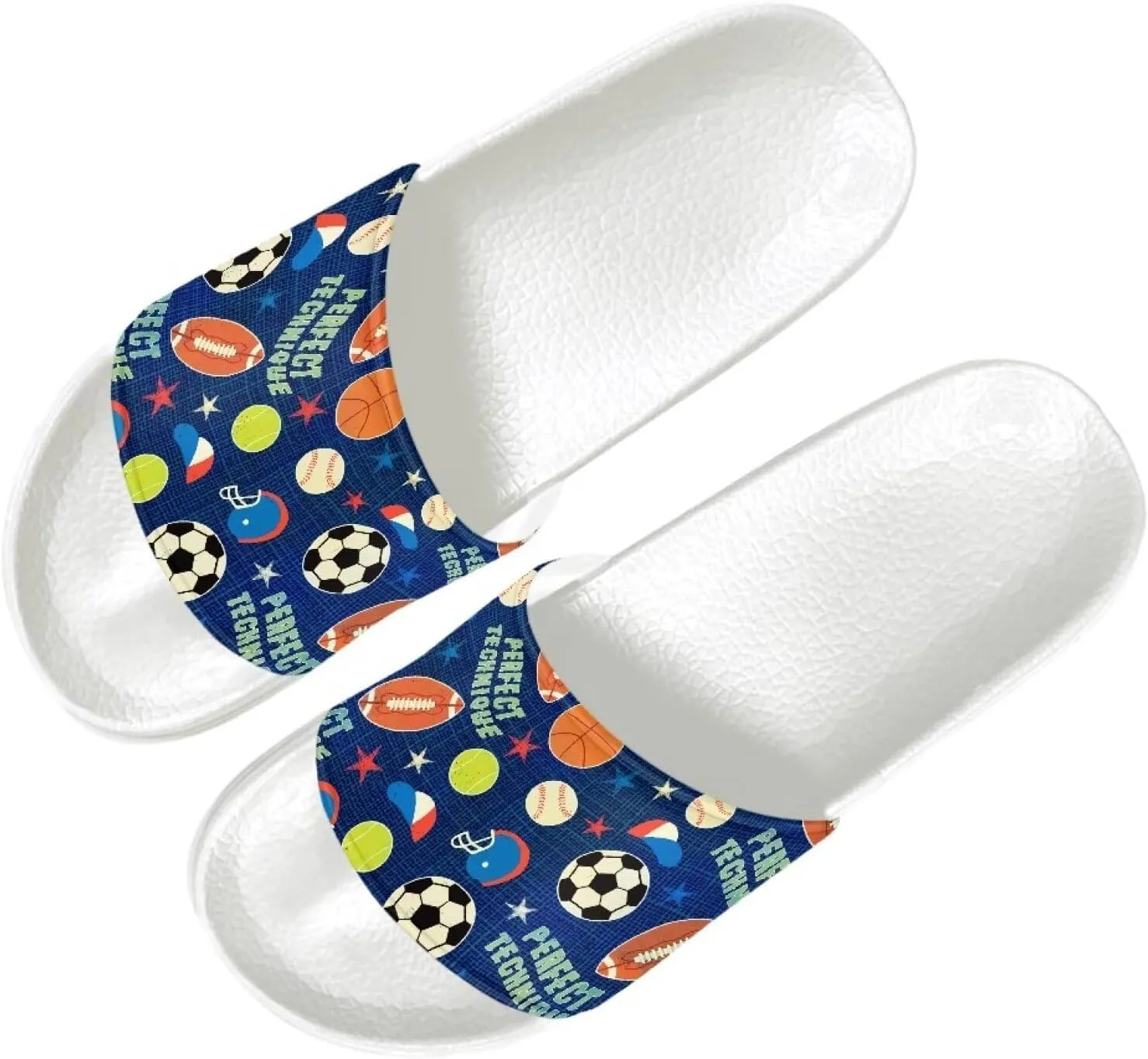 Slide Sandal for Men Boys Lightweight Casual Open Toe Flat Slides Shower Slippers for Home Bathroom Beach Pool