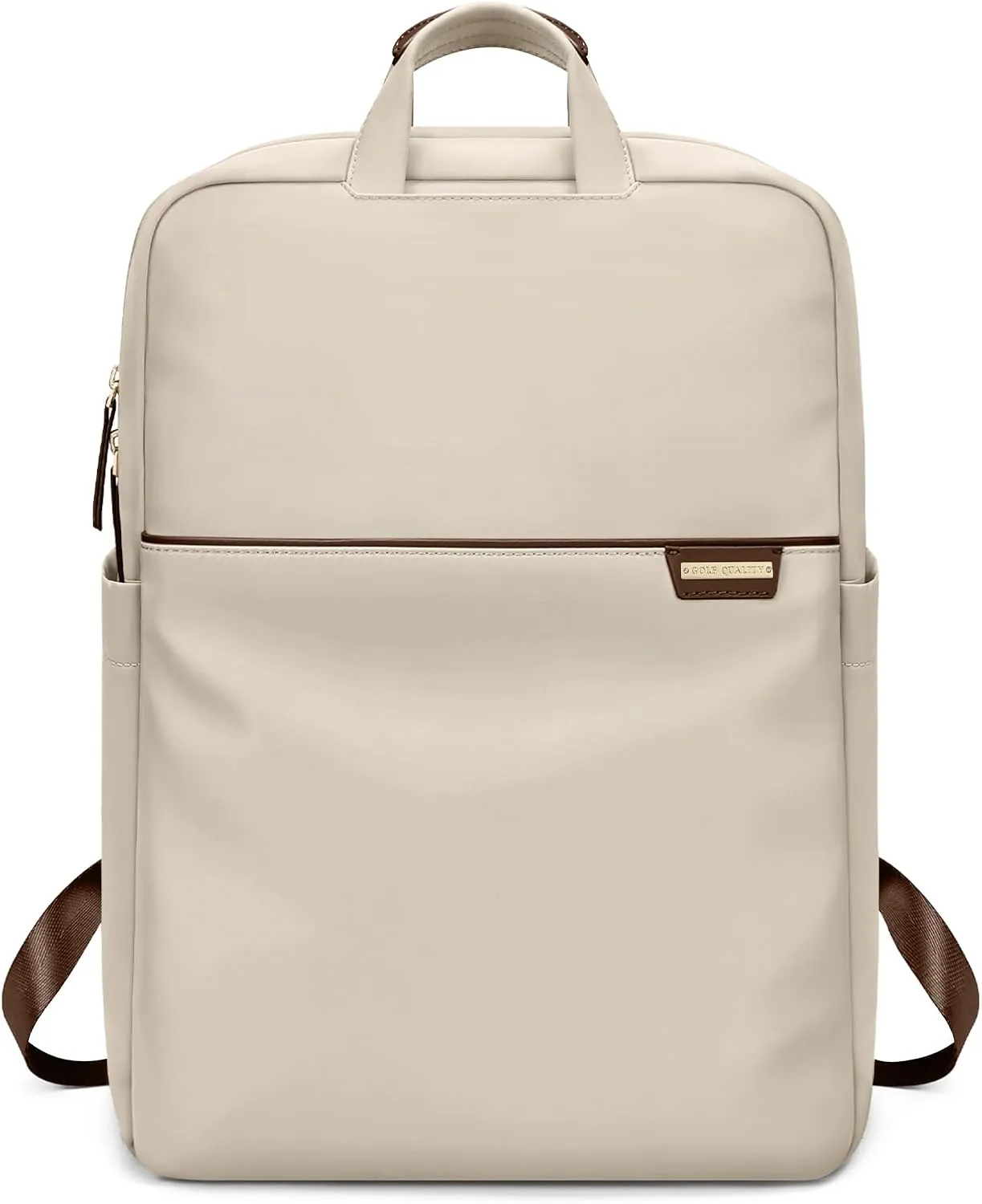 Slim Laptop Backpack for Women, Lightweight Business Backpack for Women Computer Bag Purse for Commuting, Fit 17.3 Inch, Apricot