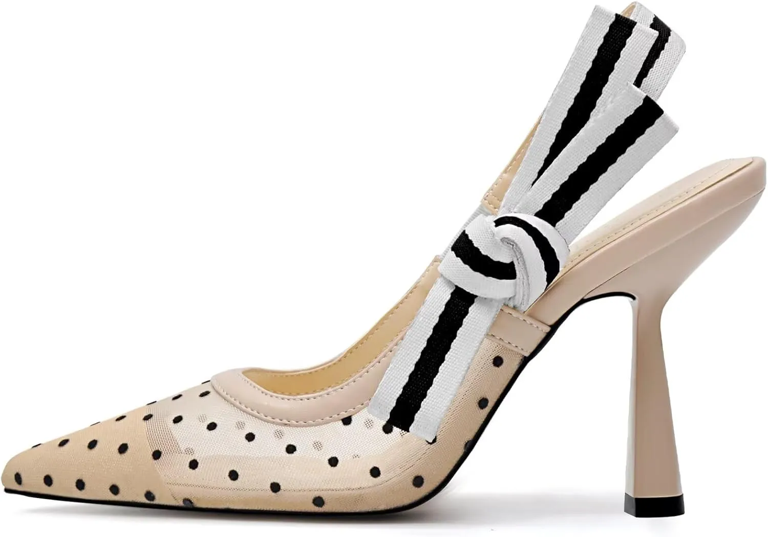 Slingback Heels for Women Closed Pointed Toe High Heels Bowknot Knitted Dress Work Wedding Pumps Shoes