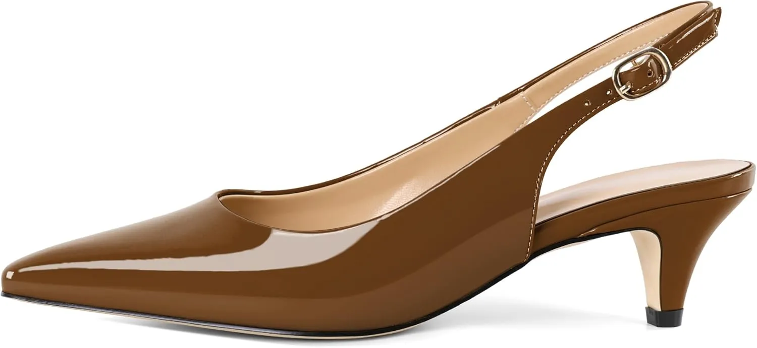 Slingback Pumps Kitten Heels for Women Low Heel Pump Square Toe Shoes Elegant Comfortable Pump 2 Inch Adorable Heel