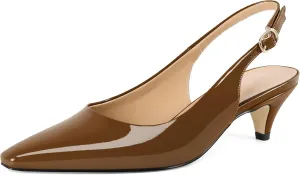 Slingback Pumps Kitten Heels for Women Low Heel Pump Square Toe Shoes Elegant Comfortable Pump 2 Inch Adorable Heel