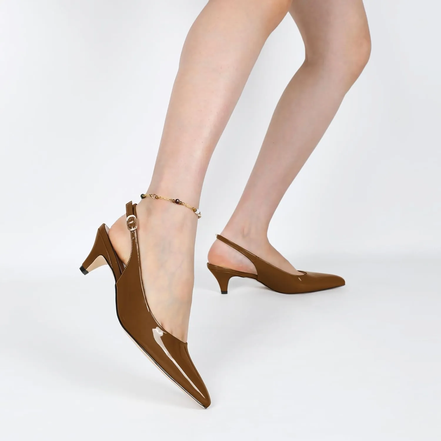 Slingback Pumps Kitten Heels for Women Low Heel Pump Square Toe Shoes Elegant Comfortable Pump 2 Inch Adorable Heel