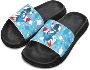 Slip On Sandals for Boys Girls Lightweight Animals Print Drying Shower Slides Suitable for Beach Days