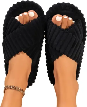 Slippers For Women Crossbands House Slippers Memory Fuzzy Foam Slide Slide Sandals Indoor Outdoor Four Seasons