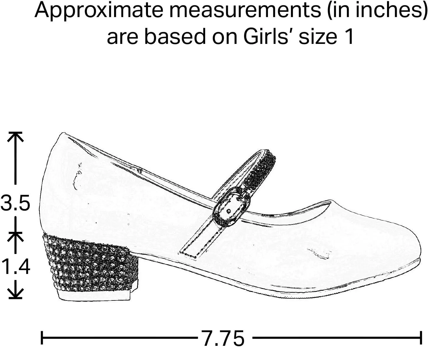 SOBEYO Kids Dress Shoes Low Chunky Heel Mary Jane Girls Pumps Rhinestone Strap