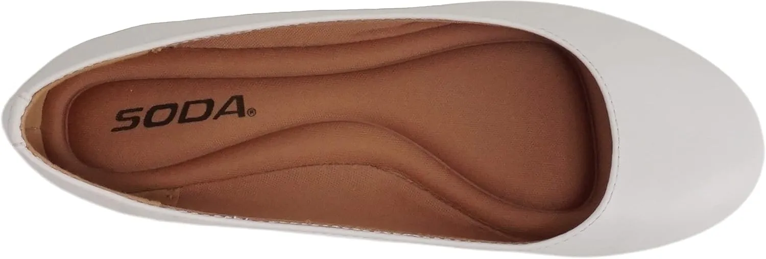 Soda Kreme Comfortable Basic Shoes Women Ballet Flat Round Toe Gel Insole