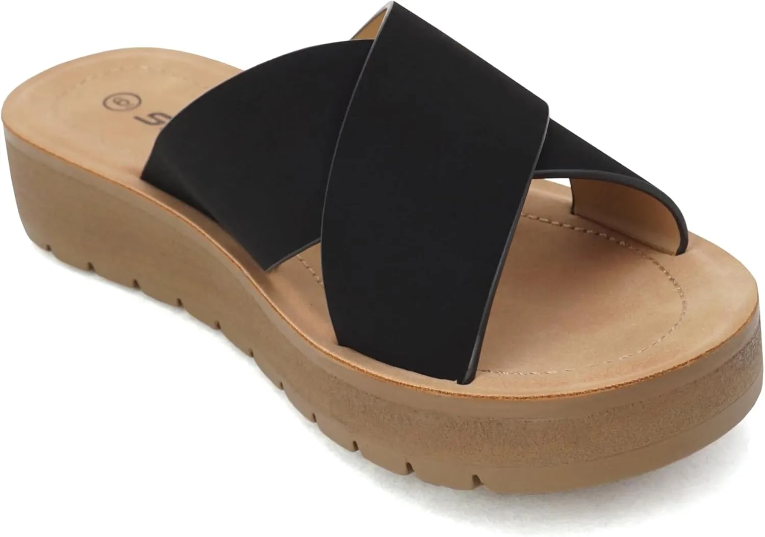 Soda LUCY ~ Women Open Toe Flatform Platform Crisscross Band Upper Fashion Slide Sandals